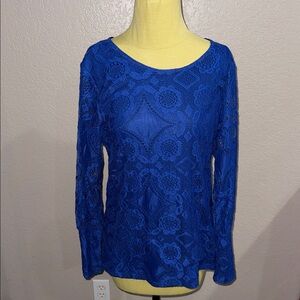Chic Royal Blue Lace Blouse - NWT